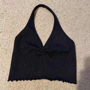 Hollister Black Ribbed Halter Top